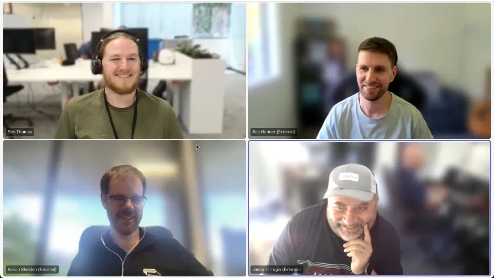 A collage of four men in different stances, representing collaboration for the Veeam Vanguard in ANZ.